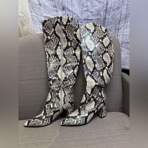 Marc Fisher Leather Snake Skin Knee High Boots 6 1/2